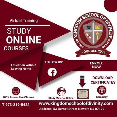 Flyer concerning KSD online programs of Study.