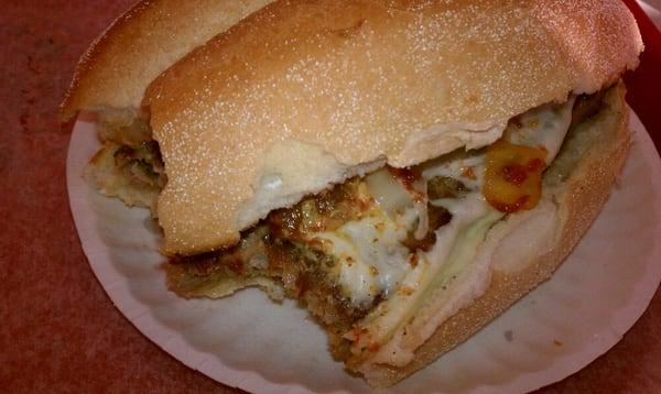 Sausage burger with cheese