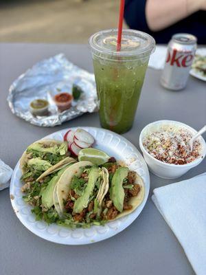 Pastor and Chicken Tacos... add avocado