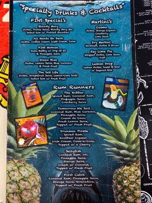 Drink menu