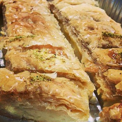 Homemade Bougatsa (Greek custard dessert with filo and sweet syrup)