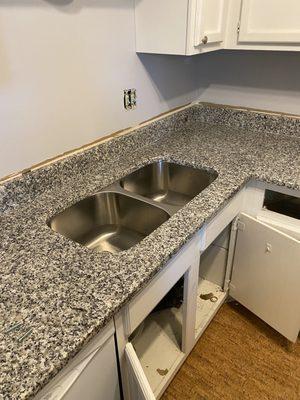 Luna Pearl Granite with under mount 50/50 sink