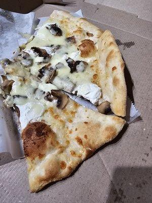 white pizza with mushrooms