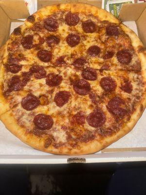 Beef pepperoni pizza