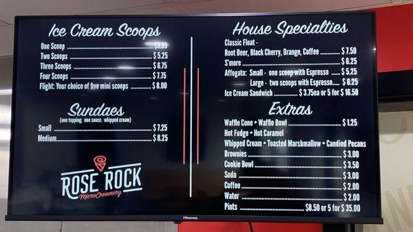 Menu prices