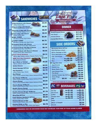 Menu Pete's Place Restaurant.Pickup or Delivery Only.Call Order 7737228948. Corner Kedzie /Van Buren Breakfast/Lunch Sandwiches etc. Cool!