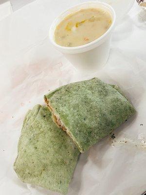 Chicken Pesto Wrap and Chicken Pot Pie Soup