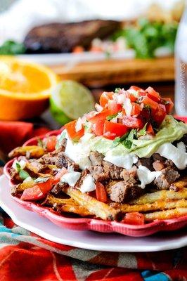 Homemade fries with fresh cut potatoes,