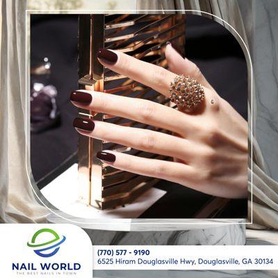 Treat your nails to a day of luxury at Nail World! 
Our expert technicians will pamper your nails and make them look stunning.