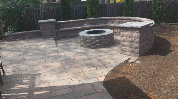 custom firepit and patio