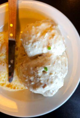 Biscuits and Gravy with eggs - FLUFFY!