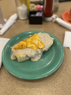 Sausage egg cheese Gravy Biscuit