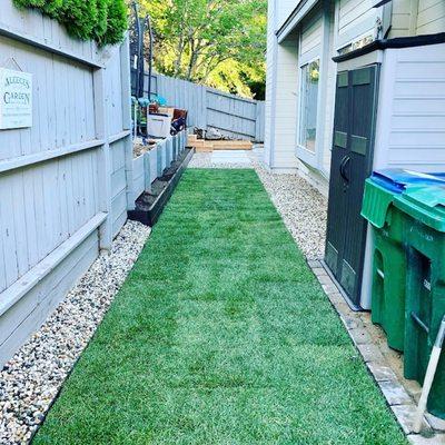 Sod, irrigation, landscaping, floating deck, concrete