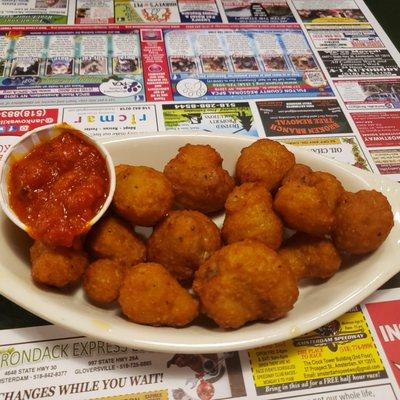 Standard fried mushrooms, skip the marinara which was super heavy on dried herbs and oregano