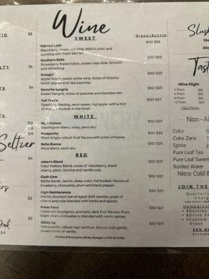 Wine menu