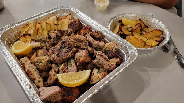 Takeout Mix Grill (for 2), with fries substituted by lemon potatoes