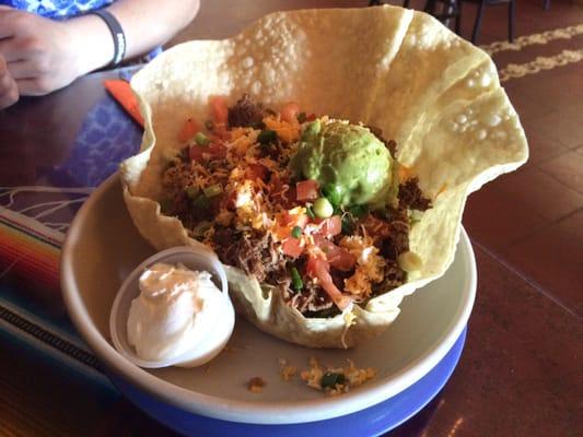 Shredded beef taco salad