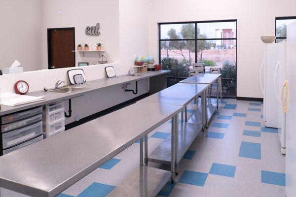 The kitchen is used for Culinary and Baking classes