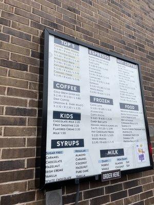 Drive thru menu