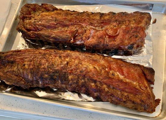 2 slabs of ribs for friends that came over.