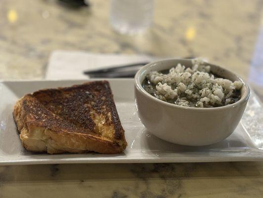 Gumbo and grilled cheese sandwich