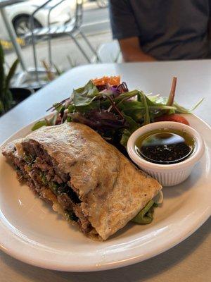 Dairy and gluten free bacon burger crepe