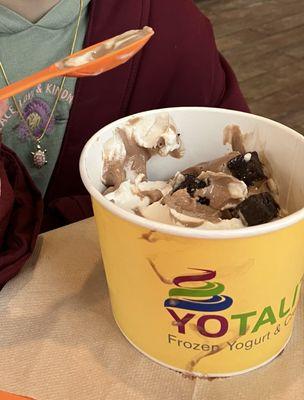 Meanwhile, my daughter felt only brownie pieces paired well with her frozen yogurt twist.