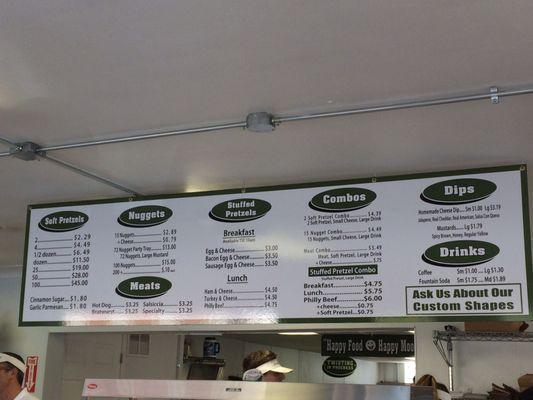 The menu with a lot of great choices and cheese dips!