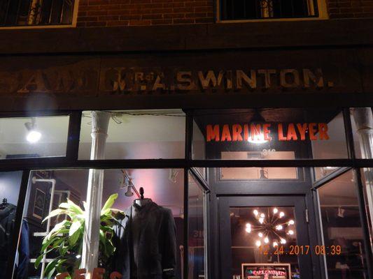 A. Swinton signage can be seen here at the over-pricey Oh Hey Marine Layer store on Bleecker and Grove Street in the Village.