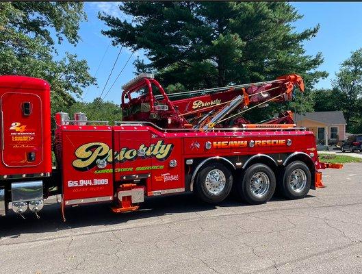 This is the truck that come to our house. he tried to tow us with it