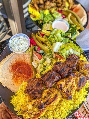 Chicken & Beef Kabob Plate (IG: @foodwithbros)