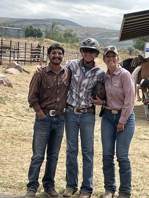 From left to right: Wrangler Santi, ranch manager Carrie, wrangler Jordan.