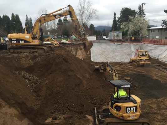 Excavating for the foundation of the new school wing.