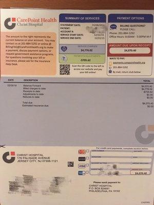 This is the bill for a normal ultrasound! $4070.40 without any explanation!