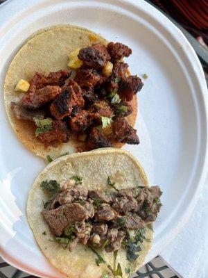 Carne Asada and pastor tacos.