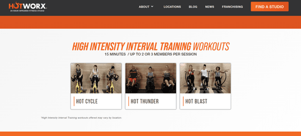 3 HITT Workouts. HOTWORX offers 11 different workouts.