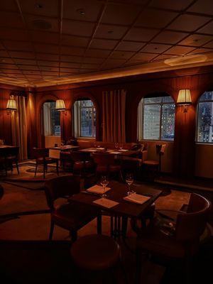 Dining area with view of Rockefeller tree