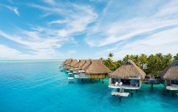 Over-water bungalows in Bora Bora, French Polynesia