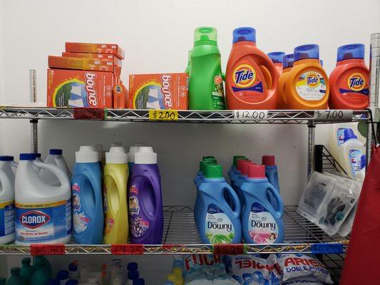 Here is another picture of detergents and softeners for sale in our laundromat :)