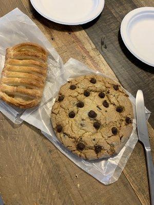 Chocolate Chip Nutella cookie, apple pastry.