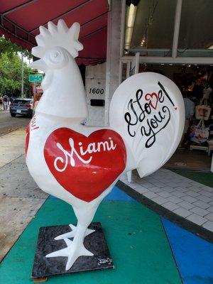 Rooster outside the store