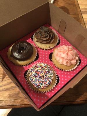 4 of the 20 delicious cupcakes we bought to celebrate with family