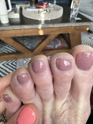 Day after my pedicure, looks like I need to go back already.