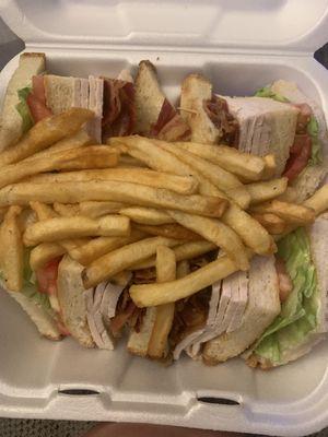 Turkey blt club with fries