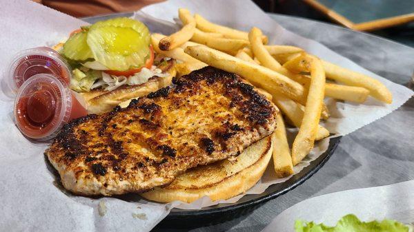 Grilled Tenderloin with Cajun Seasoning and fries