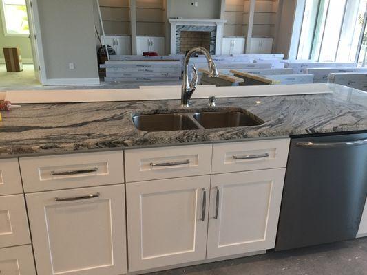 Viscon White granite kitchen island