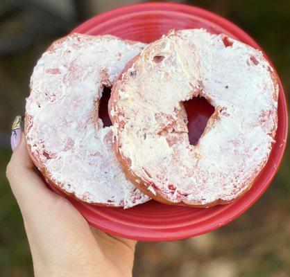 Chevre on a mega berry bagel!