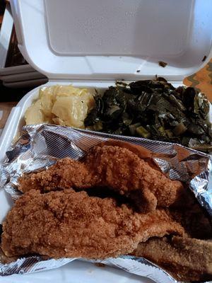 Catfish greens cabbage