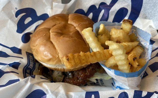 ButterBurger (single) and crinkle fries.