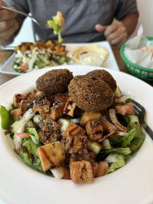 Large Fattoush salad with a falafel